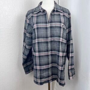 Vintage Pendleton Shirt Jacket Womens Medium Gray Tartan Plaid Wool Zip Academia